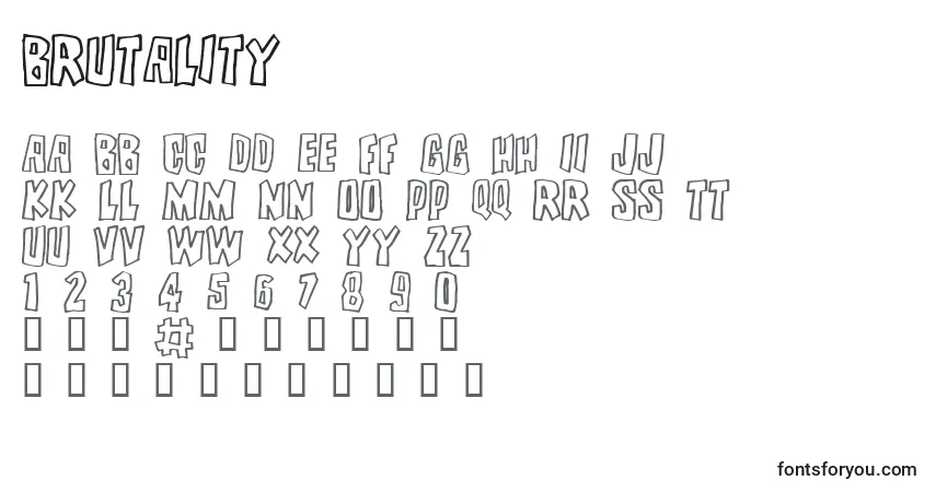 Schriftart BRUTALITY (122327) – Alphabet, Zahlen, spezielle Symbole
