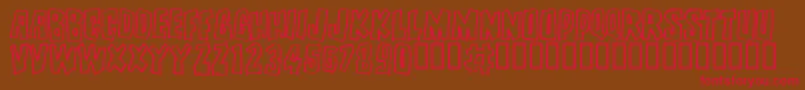BRUTALITY-Schriftart – Rote Schriften auf braunem Hintergrund