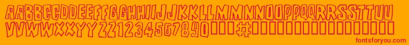フォントBRUTALITY – オレンジの背景に赤い文字