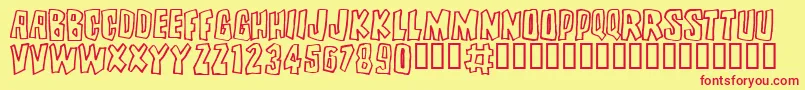 BRUTALITY-Schriftart – Rote Schriften auf gelbem Hintergrund