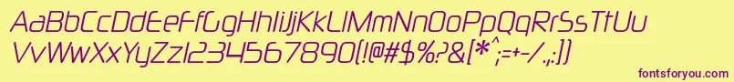 NeuropolxcdltItalic Font – Purple Fonts on Yellow Background