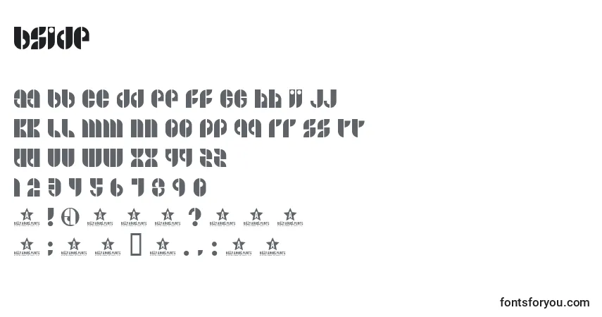 A fonte BSIDE    (122330) – alfabeto, números, caracteres especiais