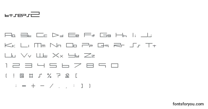 A fonte Btseps2 – alfabeto, números, caracteres especiais