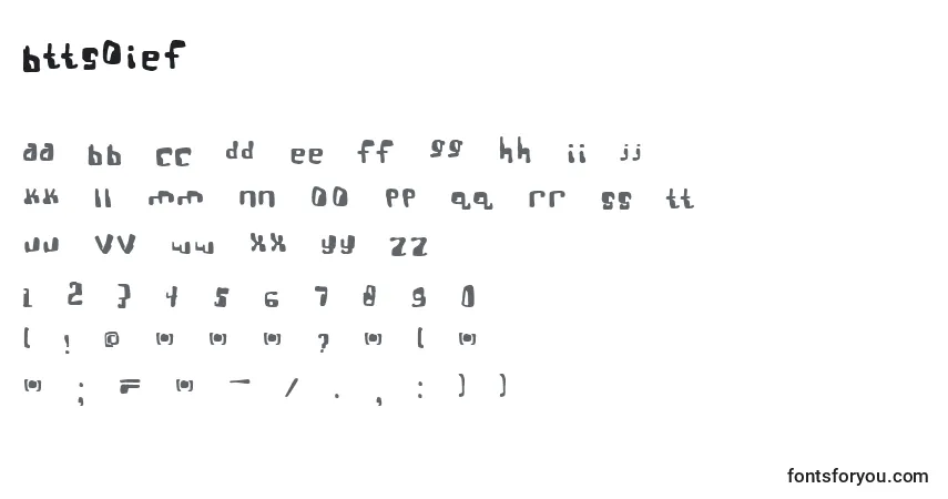 Czcionka Bttsoief – alfabet, cyfry, specjalne znaki