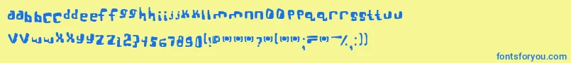 フォントbttsoief – 青い文字が黄色の背景にあります。