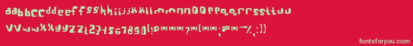 フォントbttsoief – 赤い背景に緑の文字