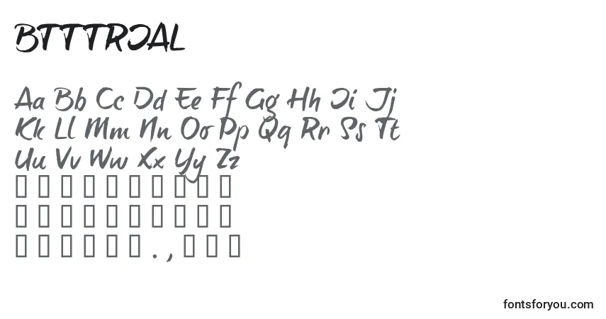 Schriftart BTTTRIAL (122334) – Alphabet, Zahlen, spezielle Symbole