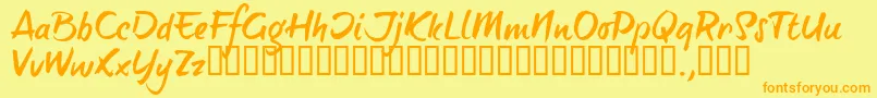 BTTTRIAL-Schriftart – Orangefarbene Schriften auf gelbem Hintergrund