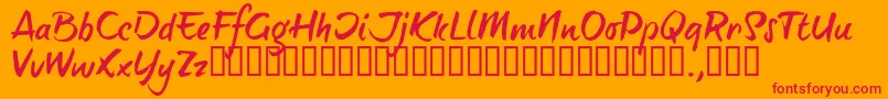 BTTTRIAL-Schriftart – Rote Schriften auf orangefarbenem Hintergrund