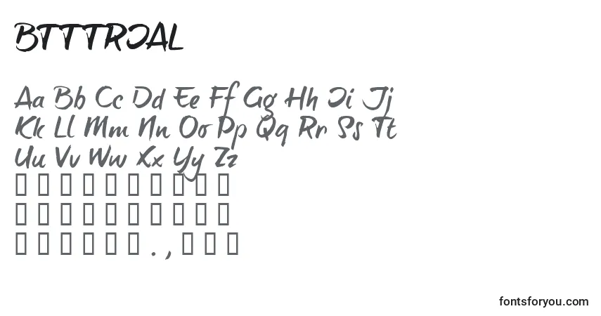 Шрифт BTTTRIAL (122335) – алфавит, цифры, специальные символы