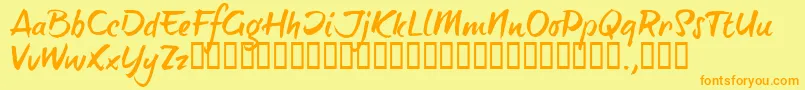 BTTTRIAL-Schriftart – Orangefarbene Schriften auf gelbem Hintergrund