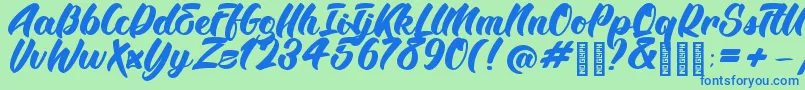 BTX Angelika Regular Font – Blue Fonts on Green Background