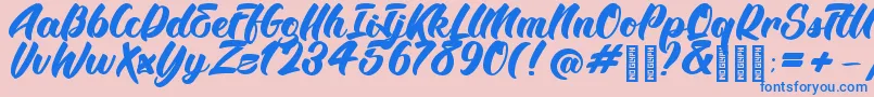 BTX Angelika Regular-Schriftart – Blaue Schriften auf rosa Hintergrund