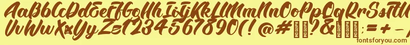 BTX Angelika Regular Font – Brown Fonts on Yellow Background