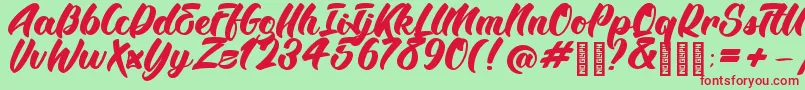 BTX Angelika Regular Font – Red Fonts on Green Background