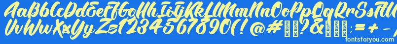 BTX Angelika Regular Font – Yellow Fonts on Blue Background