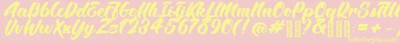 BTX Angelika Regular-Schriftart – Gelbe Schriften auf rosa Hintergrund