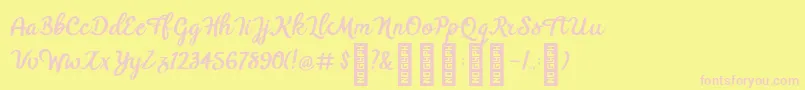 BTX Benafor Regular Font – Pink Fonts on Yellow Background