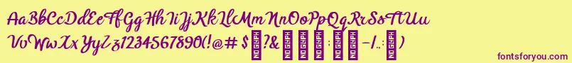 BTX Benafor Regular Font – Purple Fonts on Yellow Background