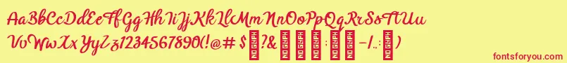 BTX Benafor Regular Font – Red Fonts on Yellow Background