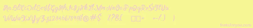 BTX DAINTY CREEK Font – Pink Fonts on Yellow Background