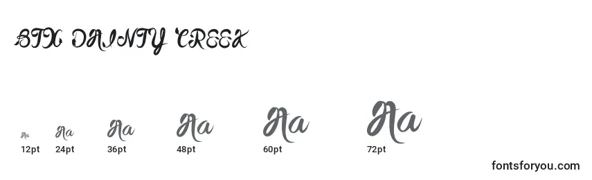 BTX DAINTY CREEK Font Sizes