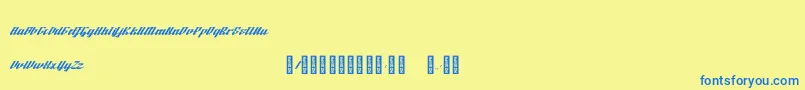 BTX Fluidz Regular-fontti – siniset fontit keltaisella taustalla
