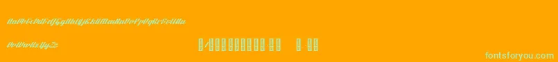 フォントBTX Fluidz Regular – オレンジの背景に緑のフォント