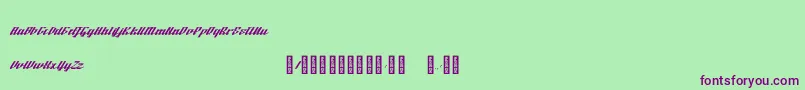 フォントBTX Fluidz Regular – 緑の背景に紫のフォント