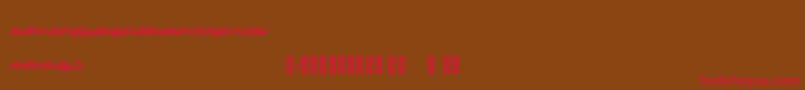 フォントBTX Fluidz Regular – 赤い文字が茶色の背景にあります。