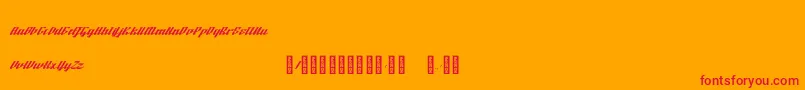 BTX Fluidz Regular-Schriftart – Rote Schriften auf orangefarbenem Hintergrund