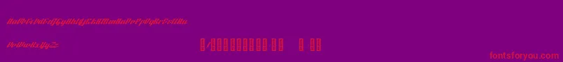 フォントBTX Fluidz Regular – 紫の背景に赤い文字