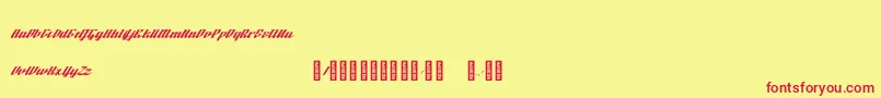 フォントBTX Fluidz Regular – 赤い文字の黄色い背景