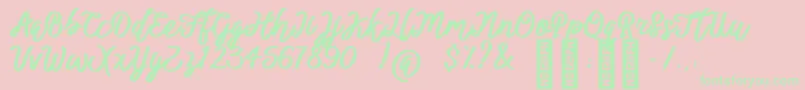 BTX ittally-Schriftart – Grüne Schriften auf rosa Hintergrund