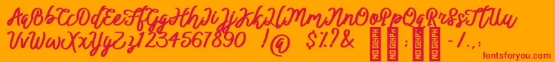 BTX ittally-Schriftart – Rote Schriften auf orangefarbenem Hintergrund