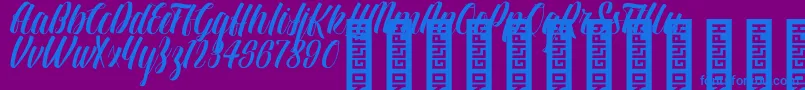 フォントBTX LINDAS Regular – 紫色の背景に青い文字