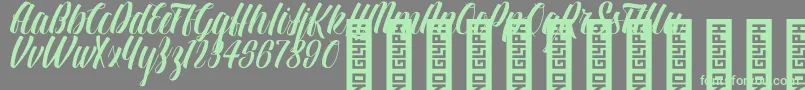 フォントBTX LINDAS Regular – 灰色の背景に緑のフォント