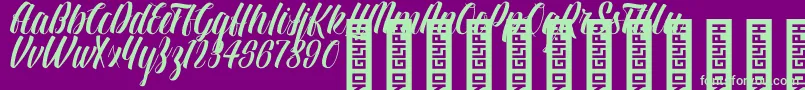 Шрифт BTX LINDAS Regular – зелёные шрифты на фиолетовом фоне