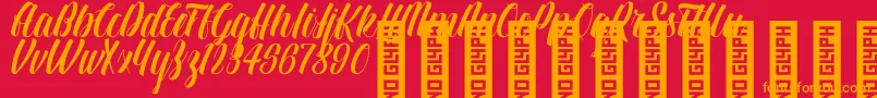 BTX LINDAS Regular Font – Orange Fonts on Red Background