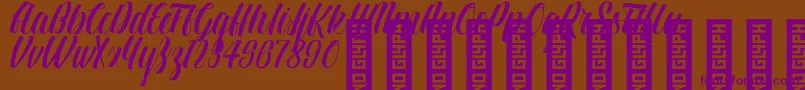 BTX LINDAS Regular-fontti – violetit fontit ruskealla taustalla