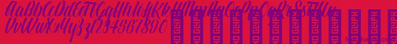 BTX LINDAS Regular-Schriftart – Violette Schriften auf rotem Hintergrund