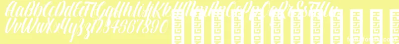 Шрифт BTX LINDAS Regular – белые шрифты на жёлтом фоне