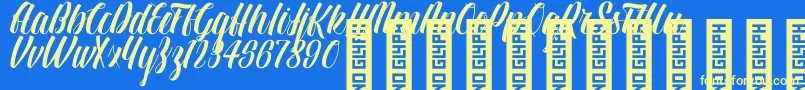 BTX LINDAS Regular Font – Yellow Fonts on Blue Background