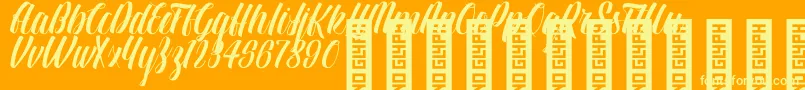 フォントBTX LINDAS Regular – オレンジの背景に黄色の文字
