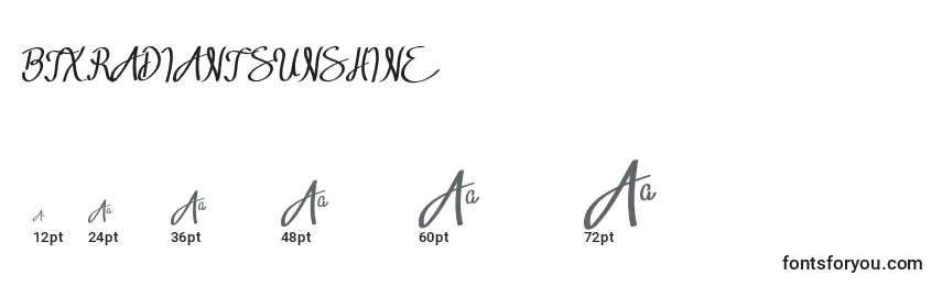 BTX RADIANT SUNSHINE Font Sizes