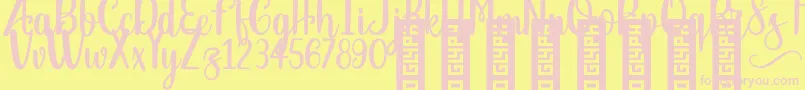 フォントBTX the knights squire Regular – ピンクのフォント、黄色の背景