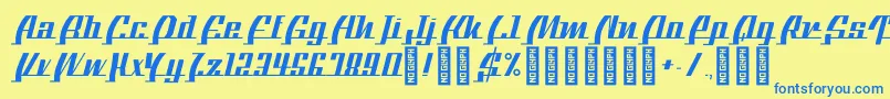 BTXTheBeeLine Regular Font – Blue Fonts on Yellow Background