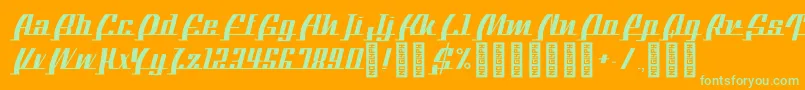 BTXTheBeeLine Regular Font – Green Fonts on Orange Background