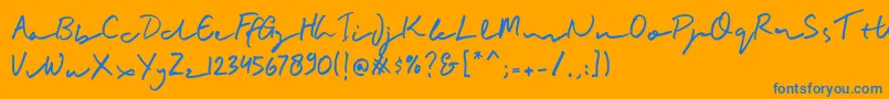 BuadlySignature-Schriftart – Blaue Schriften auf orangefarbenem Hintergrund