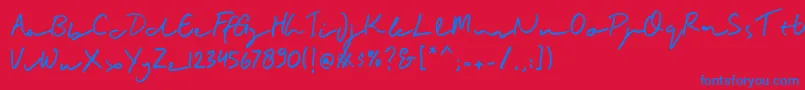 BuadlySignature-Schriftart – Blaue Schriften auf rotem Hintergrund